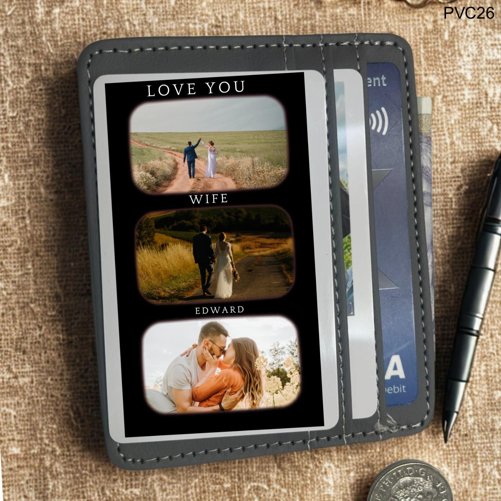 Personalized Photo Wallet Card for Wife - Romantic Anniversary Keepsake