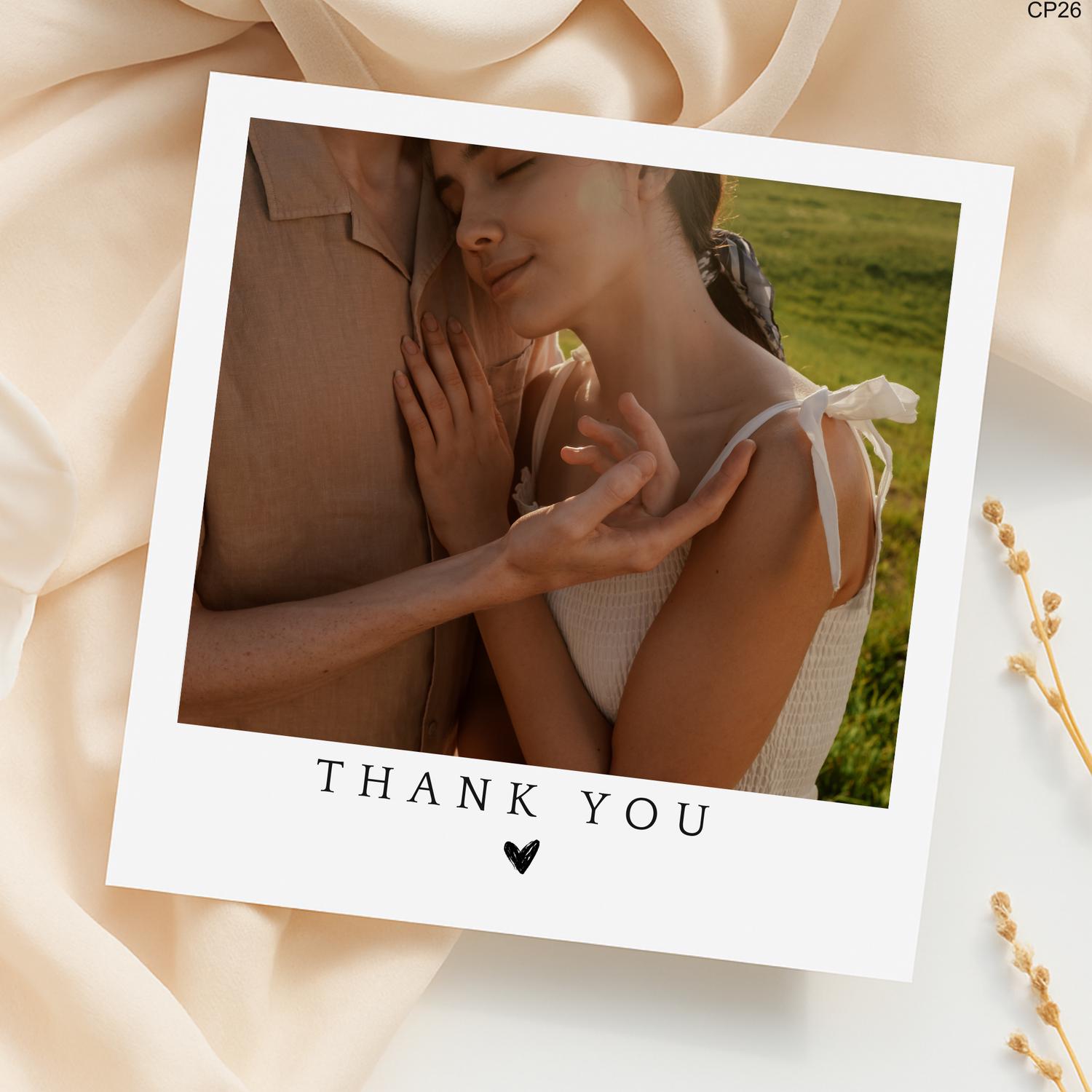 Custom Photo Thank You Card: Elegant Minimalist Wedding Keepsake
