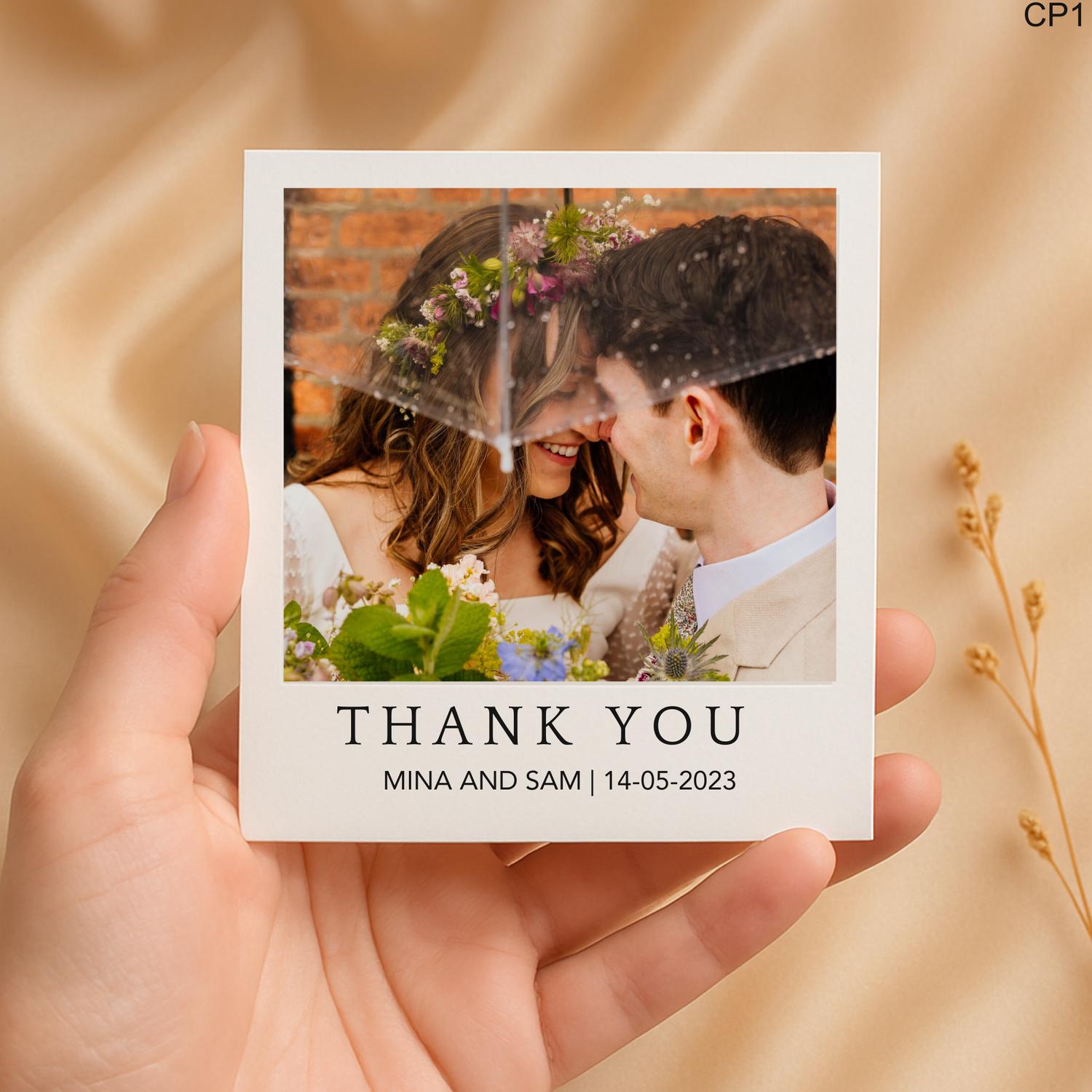 Personalized Photo Thank You Card: Polaroid Style Wedding Keepsake