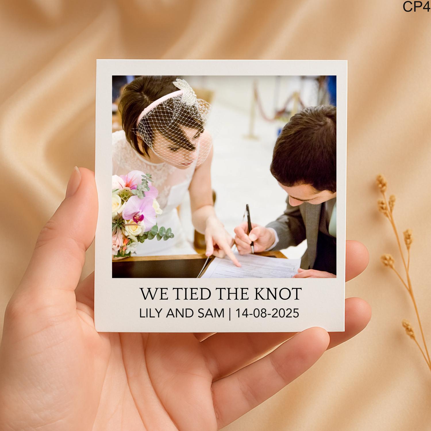 Custom Photo Wedding Announcement Card: Polaroid Style Keepsake