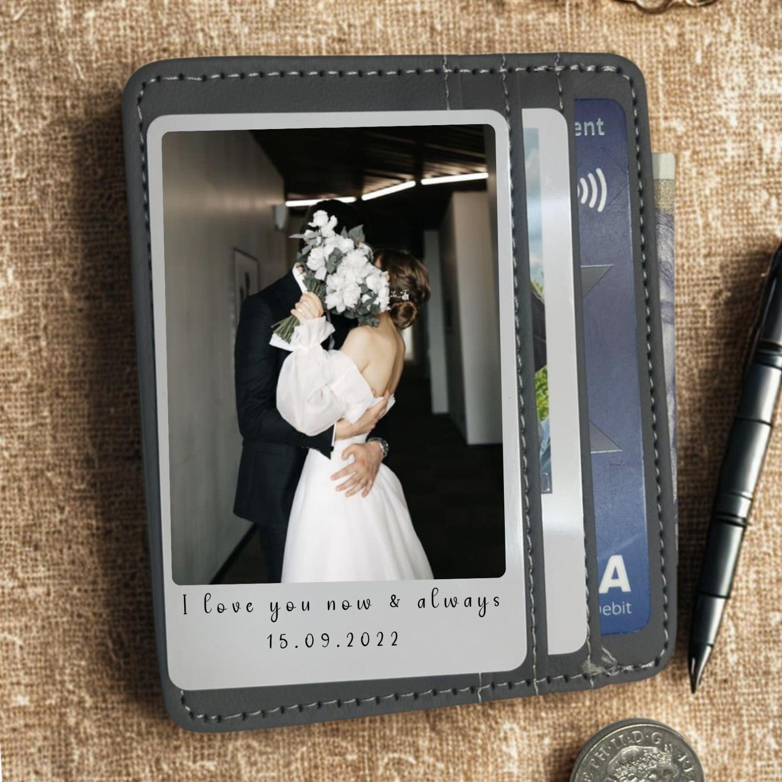 Custom Wedding Photo Wallet Insert-Personalized PVC Card with Picture ,Message,Anniversary Gift for Husband or Wife,I Love You Now & Always