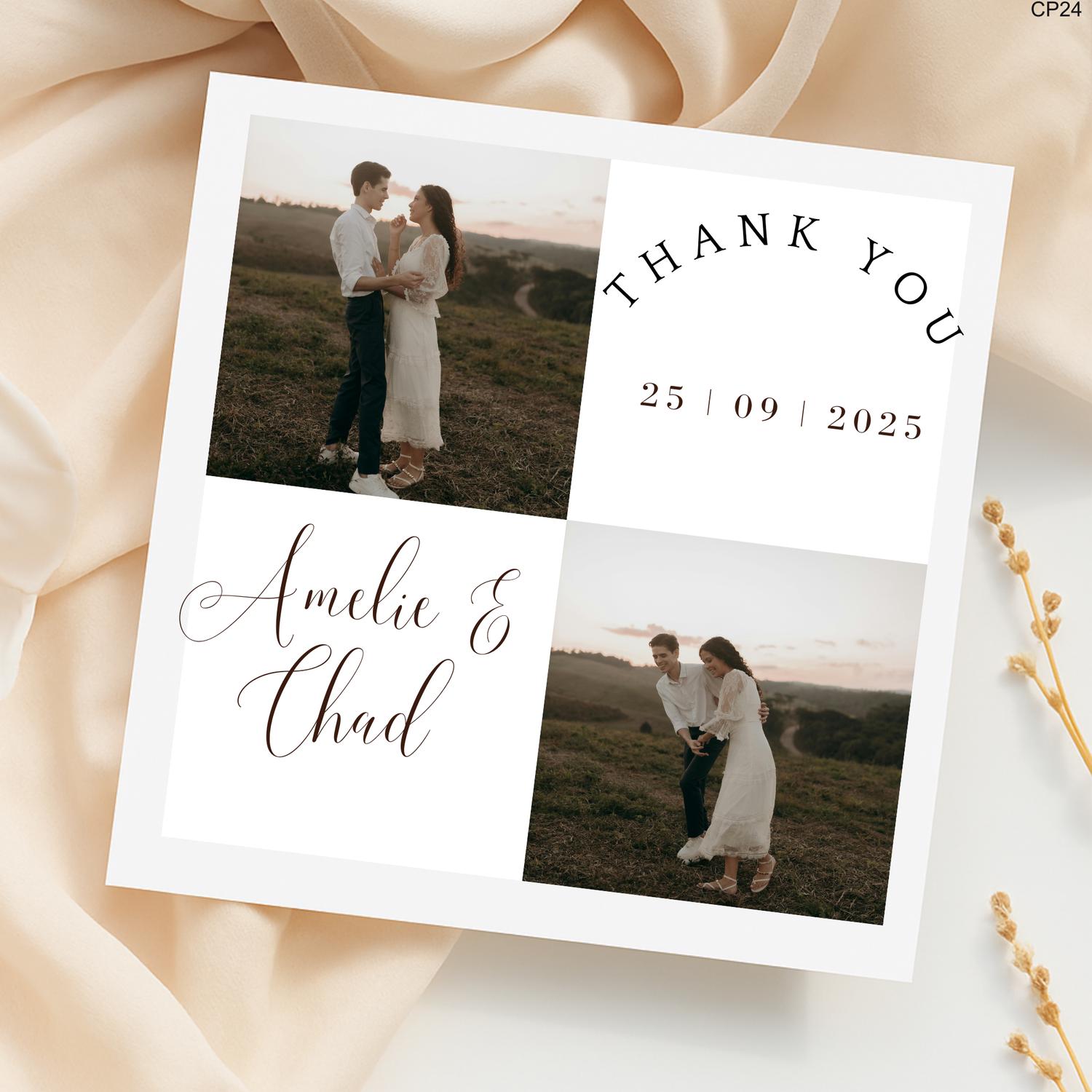 Custom Photo Thank You Card: Elegant Wedding Gratitude Note
