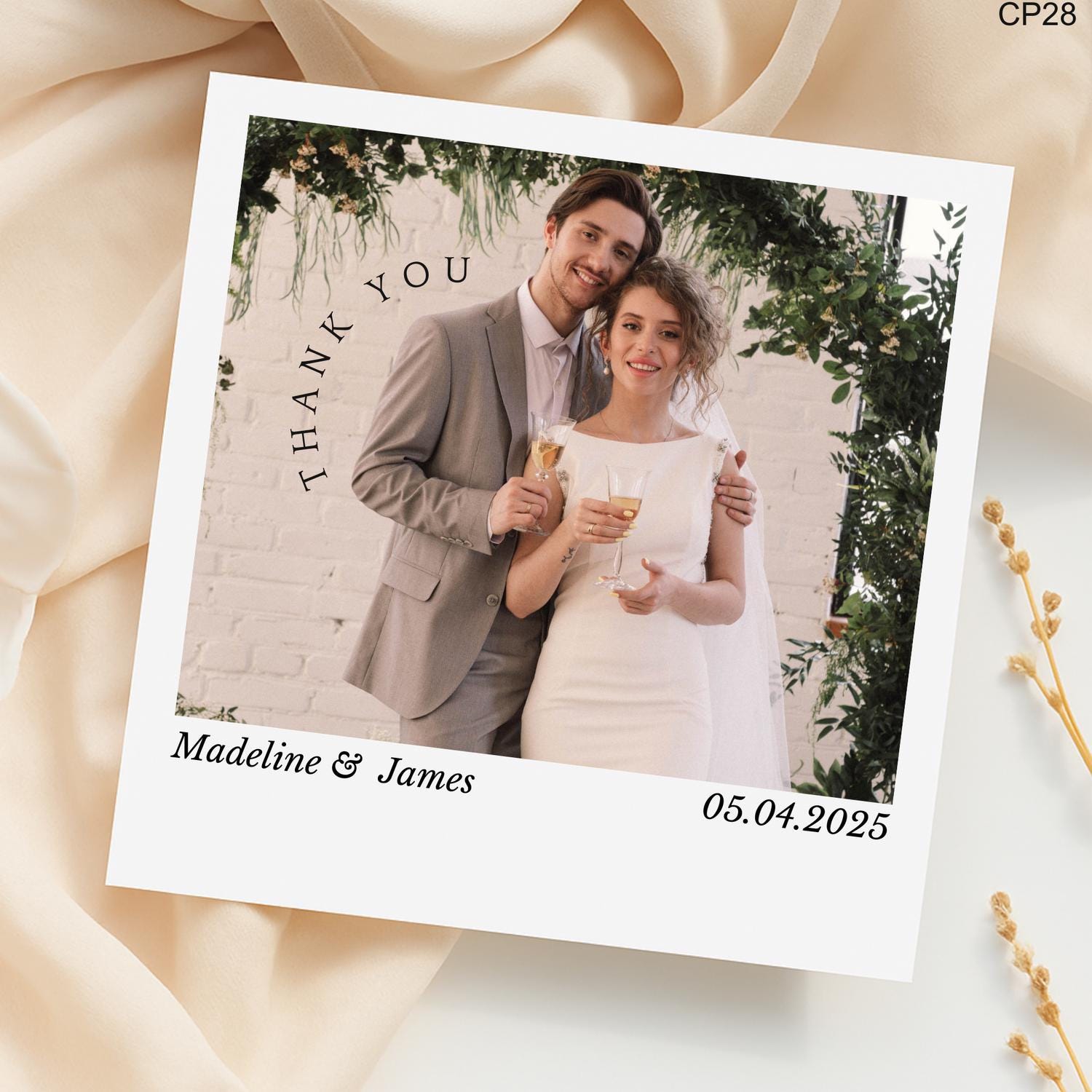 Personalized Wedding Photo Thank You Card: Elegant Custom Keepsake