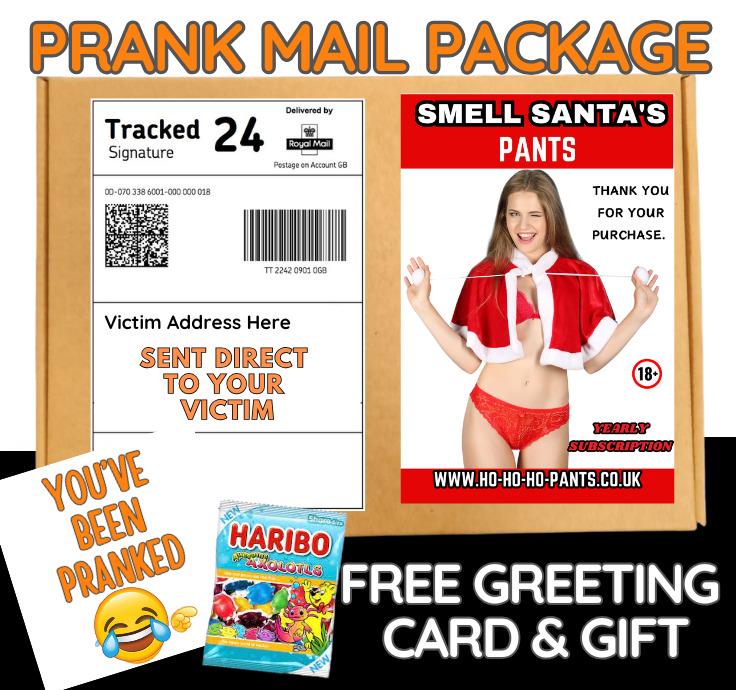 Funny Christmas Prank Mail: "Smell Santa's Pants" Gag Gift with Candy