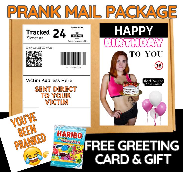 Funny Birthday Prank Mail – Adult Gag Gift Package Sent Anonymously – Hilarious NSFW Joke Box with Card & Candy