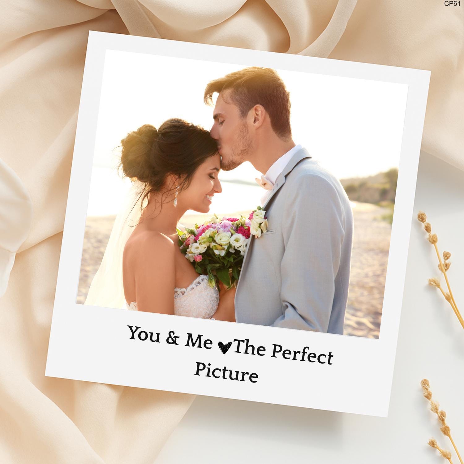 Romantic Wedding Photo Card -Wedding Photo Keepsake-You & Me, The Perfect Picture-Personalized Newlywed Gift or Anniversary Card for Couples
