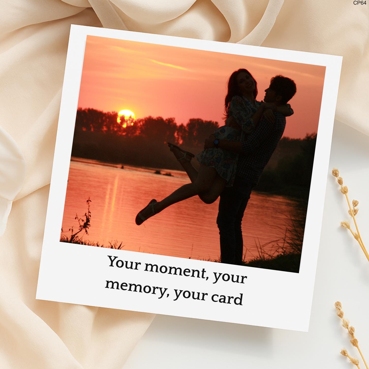 Personalized Sunset Photo Card: Romantic Memory Keepsake