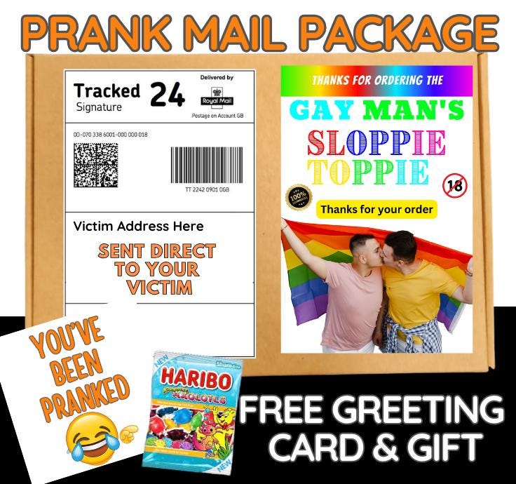 Hilarious Prank Mail Package: Gag Gift with Card & Candy