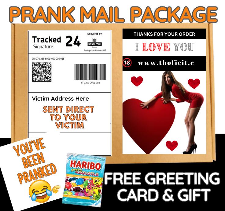 Hilarious Prank Mail – “I Love You” Naughty Card + “You’ve Been Pranked” Message-Funny Prank Gift with Free Greeting Card & Candy