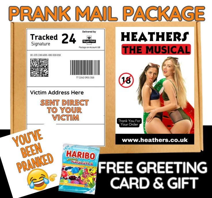 Heathers The Musical Prank Gift Box: Gag Joke with Candy & Card