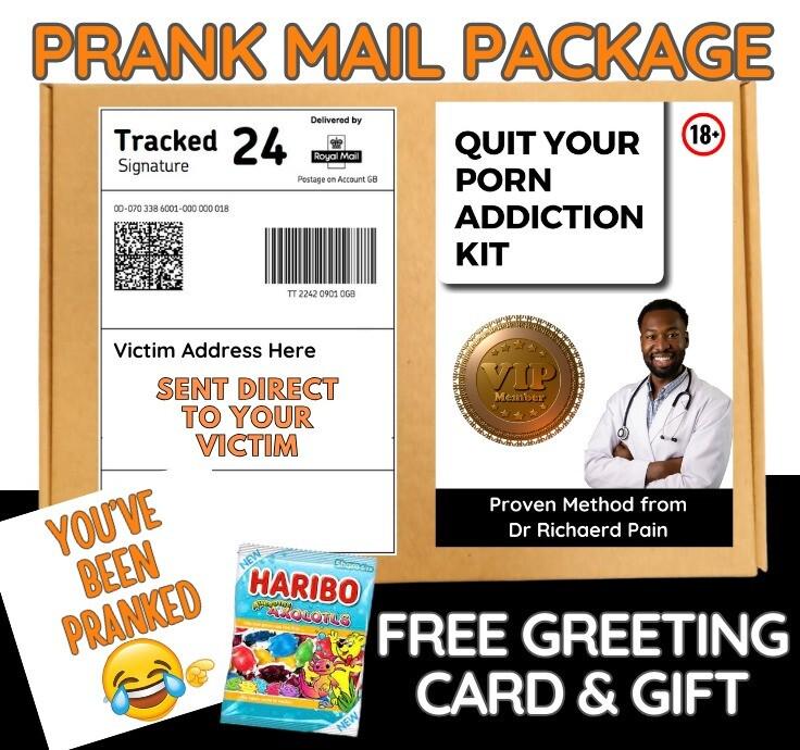 Prank Funny Post QUIT Your PORN ADDICTION Kit Adult Joke sweets card shock-Funny Prank Mail Package -Hilarious Prank Parcel