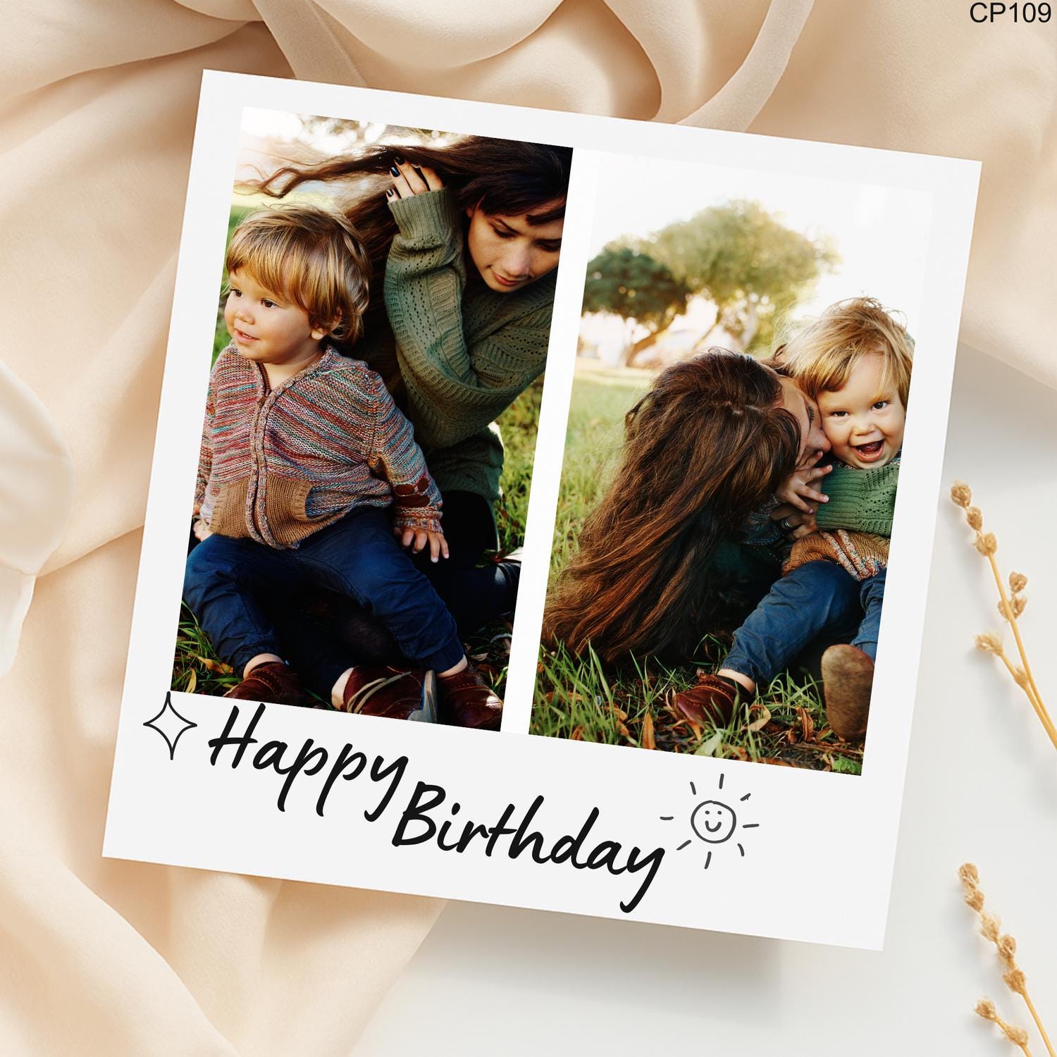 Personalized Photo Birthday Card: Handwritten Style Greeting