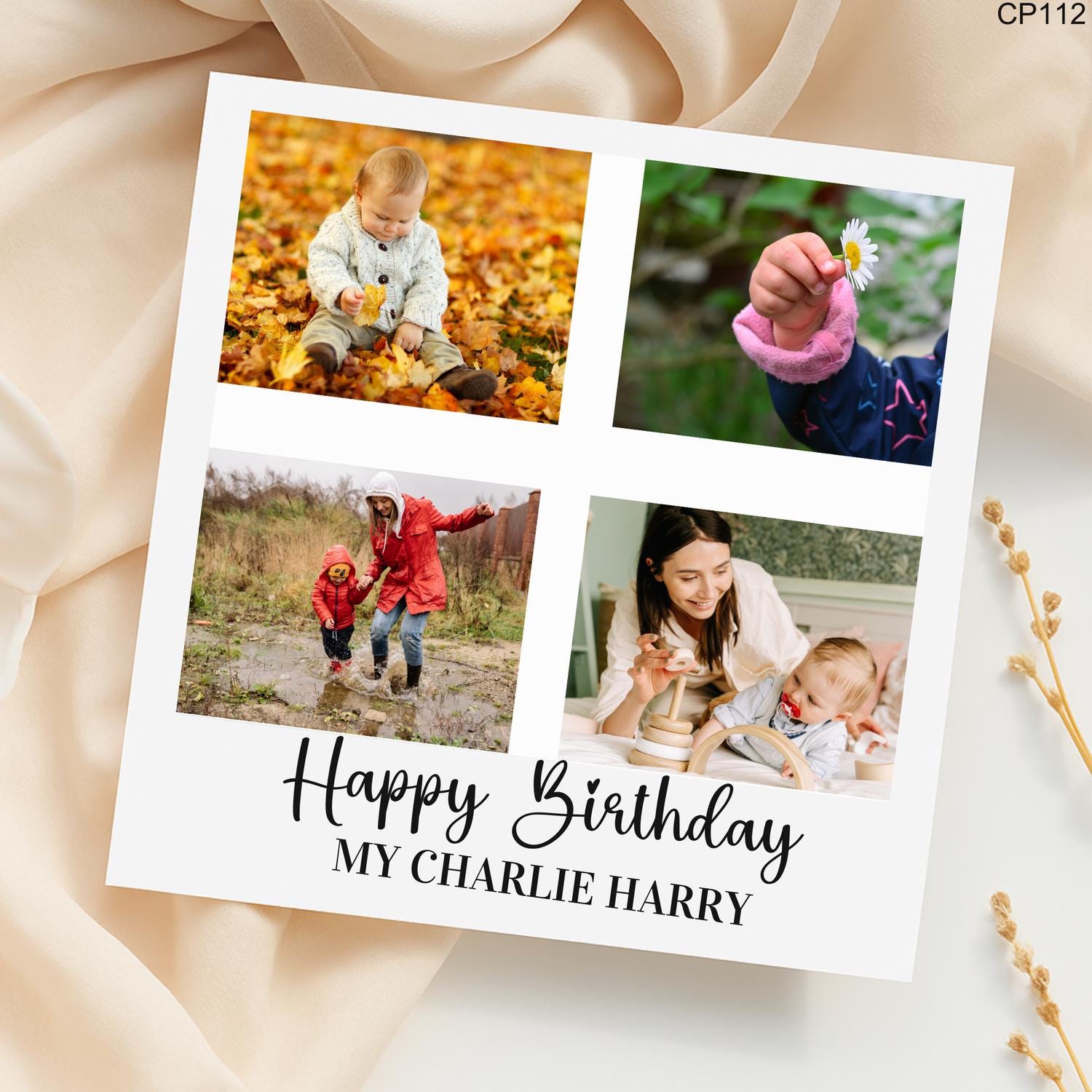 Personalized Photo Collage Birthday Card: Custom Greeting Card