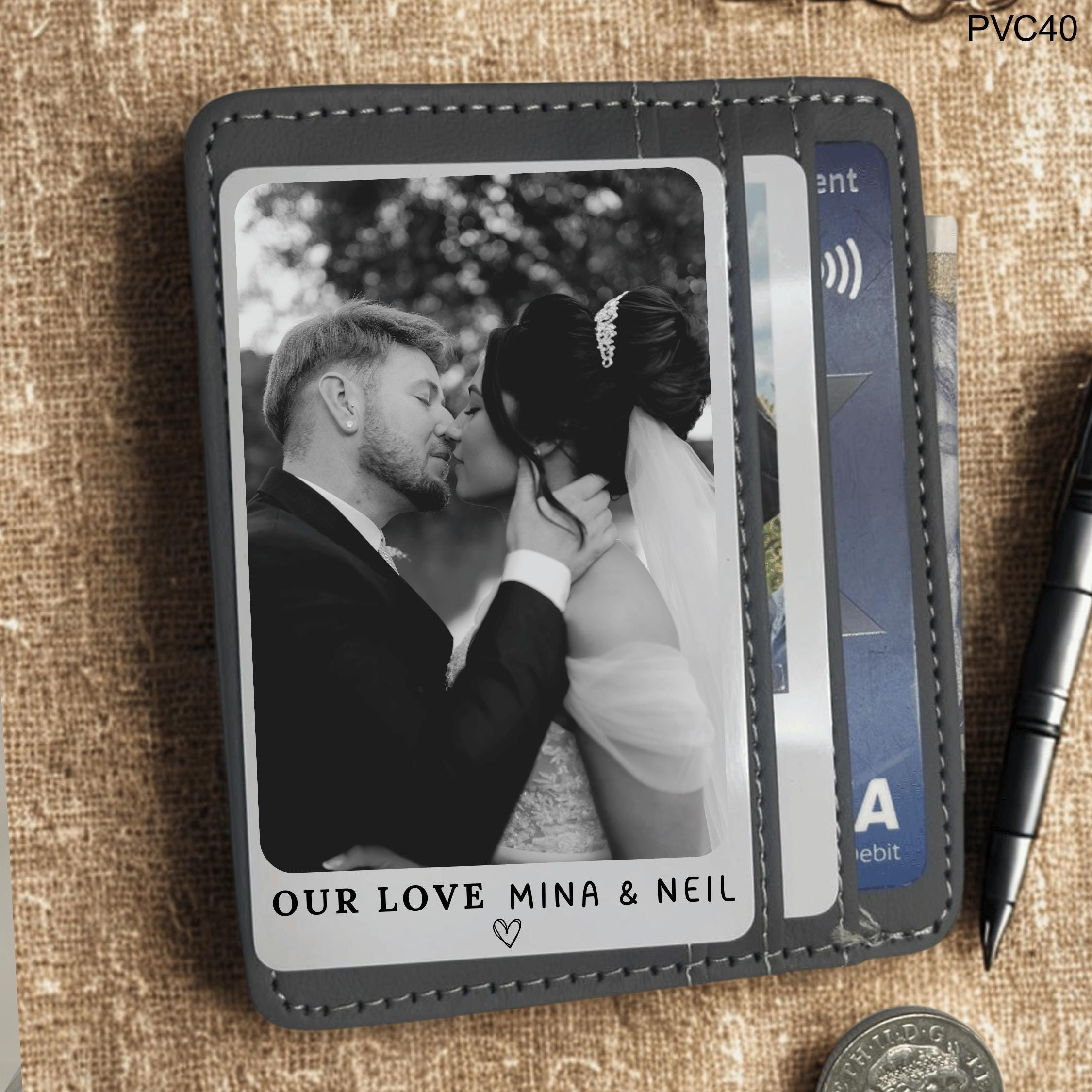 Custom Photo PVC Wallet Card: Romantic Couple Keepsake