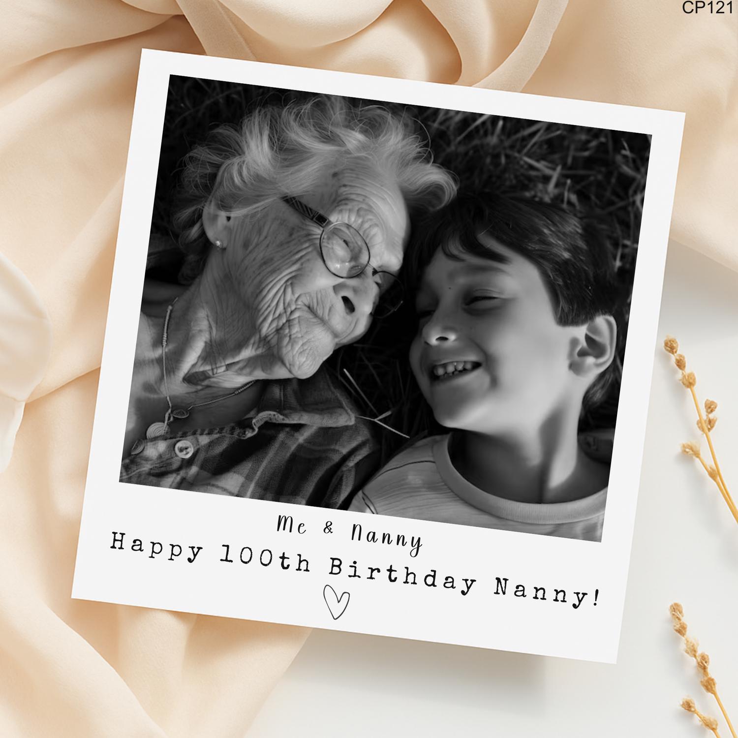 Personalized 100th Birthday Photo Card: Vintage Knitting Theme