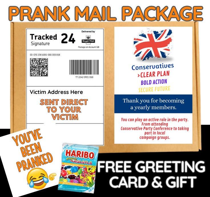 Funny Prank Mail Package with Free Greeting Card And Gift - Hilarious Pranked Addressed Parcel - Unique Gag Gift for Friends & Family