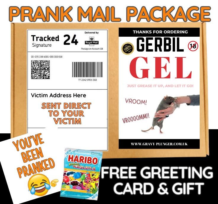 Prank Mail Package: Funny Gag Gift with Free Candy & Card