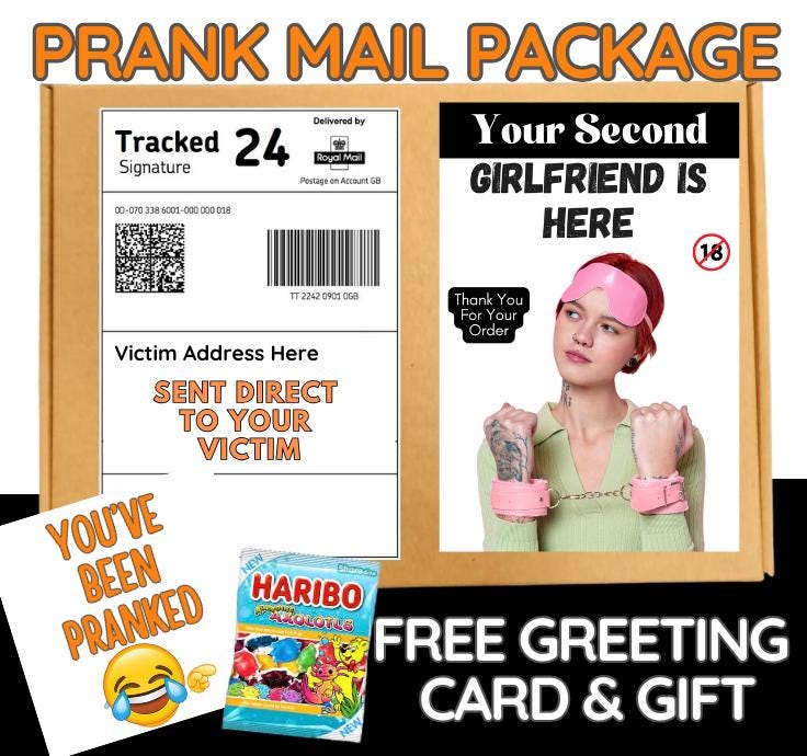 Prank Mail Package: "Your Second Girlfriend" Gag Gift with Candy & Card