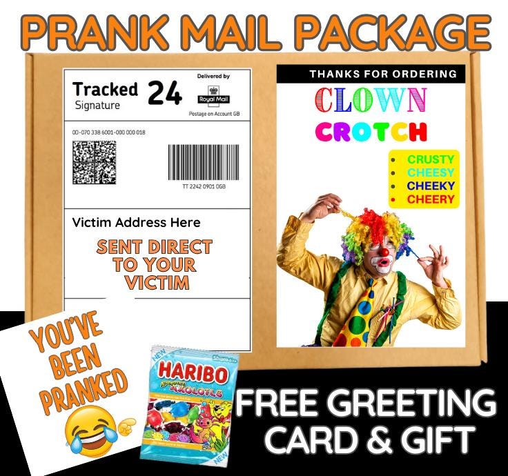 Hilarious Clown Crotch Prank Mail: Gag Gift Surprise Box