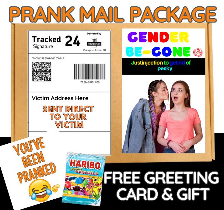 Hilarious Prank Mail Package: Gag Gift Box with Candy & Card