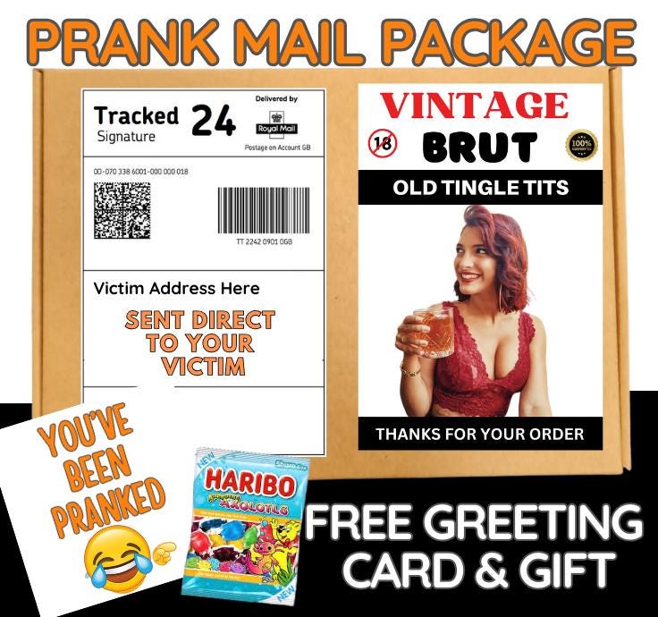 Hilarious Prank Mail Package: Adult Gag Gift with Candy & Card