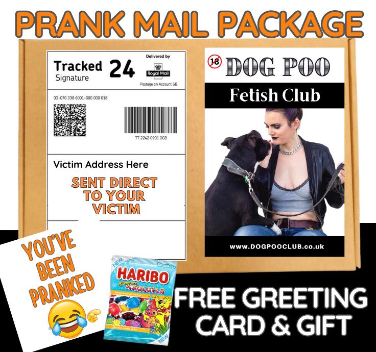 Dog Poo Fetish Club prank package-Funny Prank Mail-Dog Poo Fetish Club -Hilarious Prank Parcel -Perfect Joke Gift for Friends