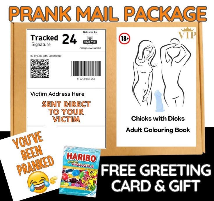 Hilarious Prank Mail Package: Adult Joke Coloring Book, Candy Gift