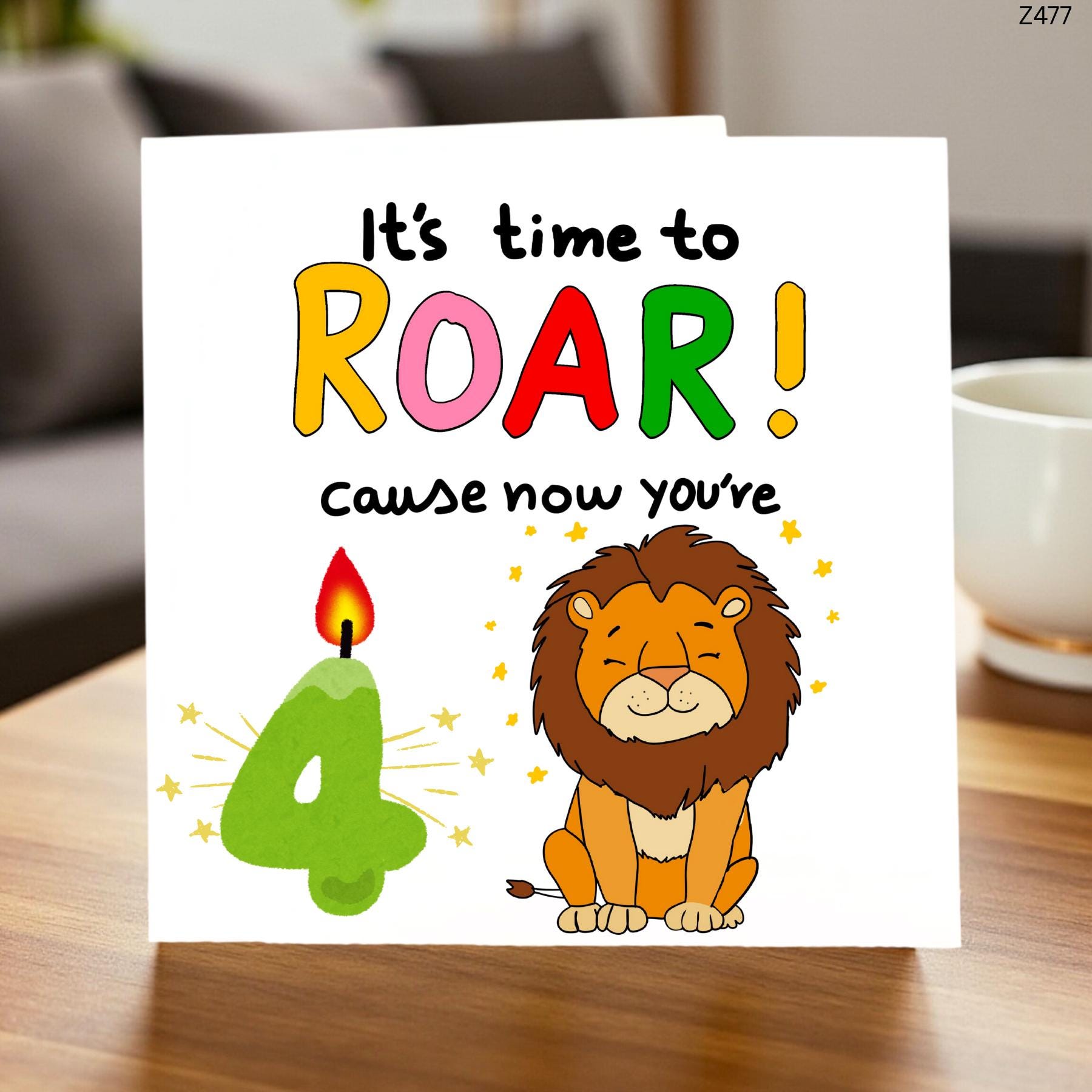 Funny 4th Birthday Card It’s Time to Roar Cute Lion Birthday Card for Toddler Child Son Daughter 4 Year Old 6x6 UK