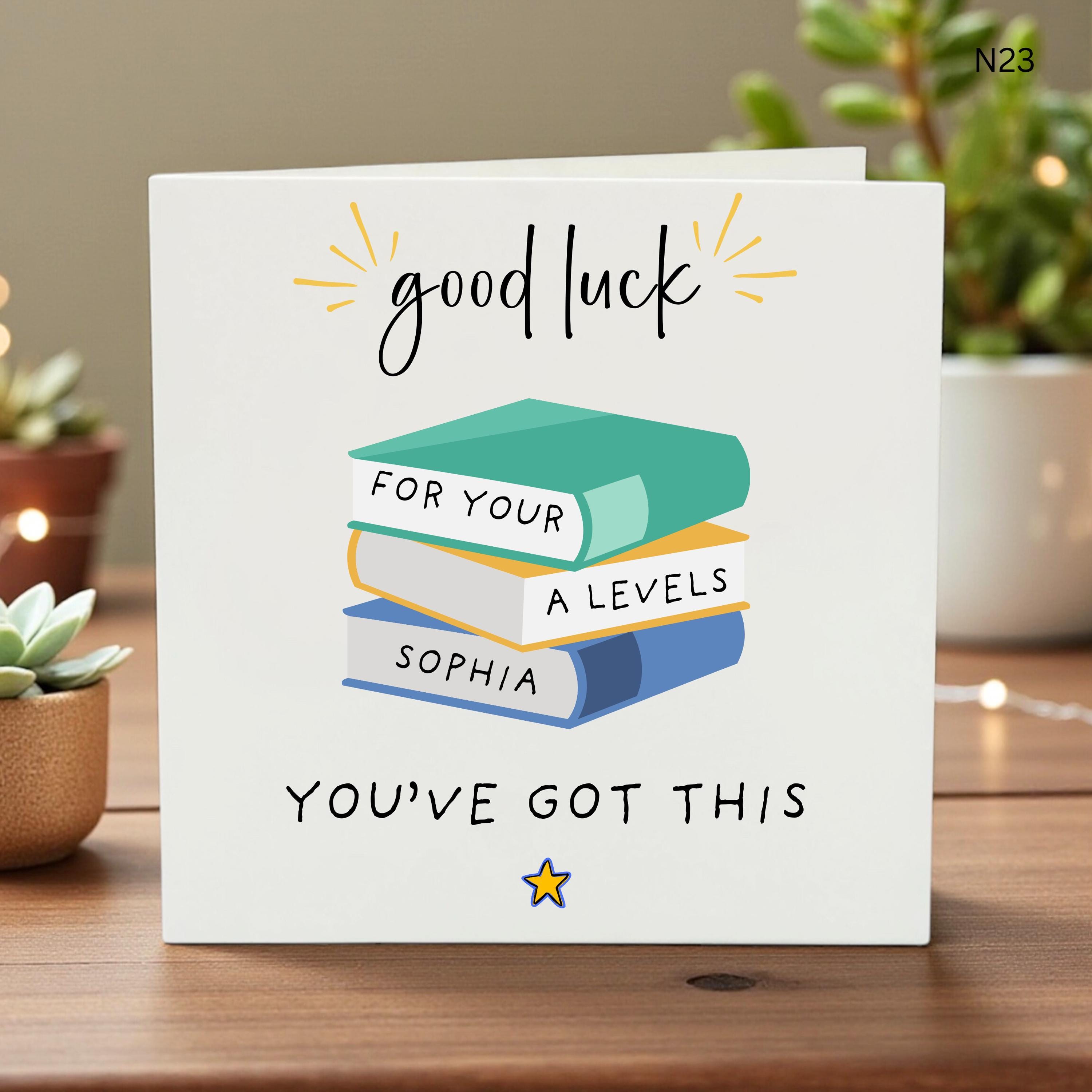 Good Luck A Levels Card – Personalized Graduation Gift – Motivational Custom Greeting Card for Students"