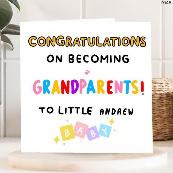 Congratulations on Becoming Grandparents to Little Baby, Grandparent Announcement, First Grandchild, Personalized Grandparents Gift