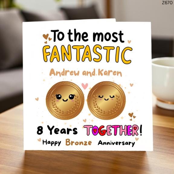Fantastic Couple 8th Bronze Anniversary Card, Funny 8 Years Together, Personalized Gift Idea"
