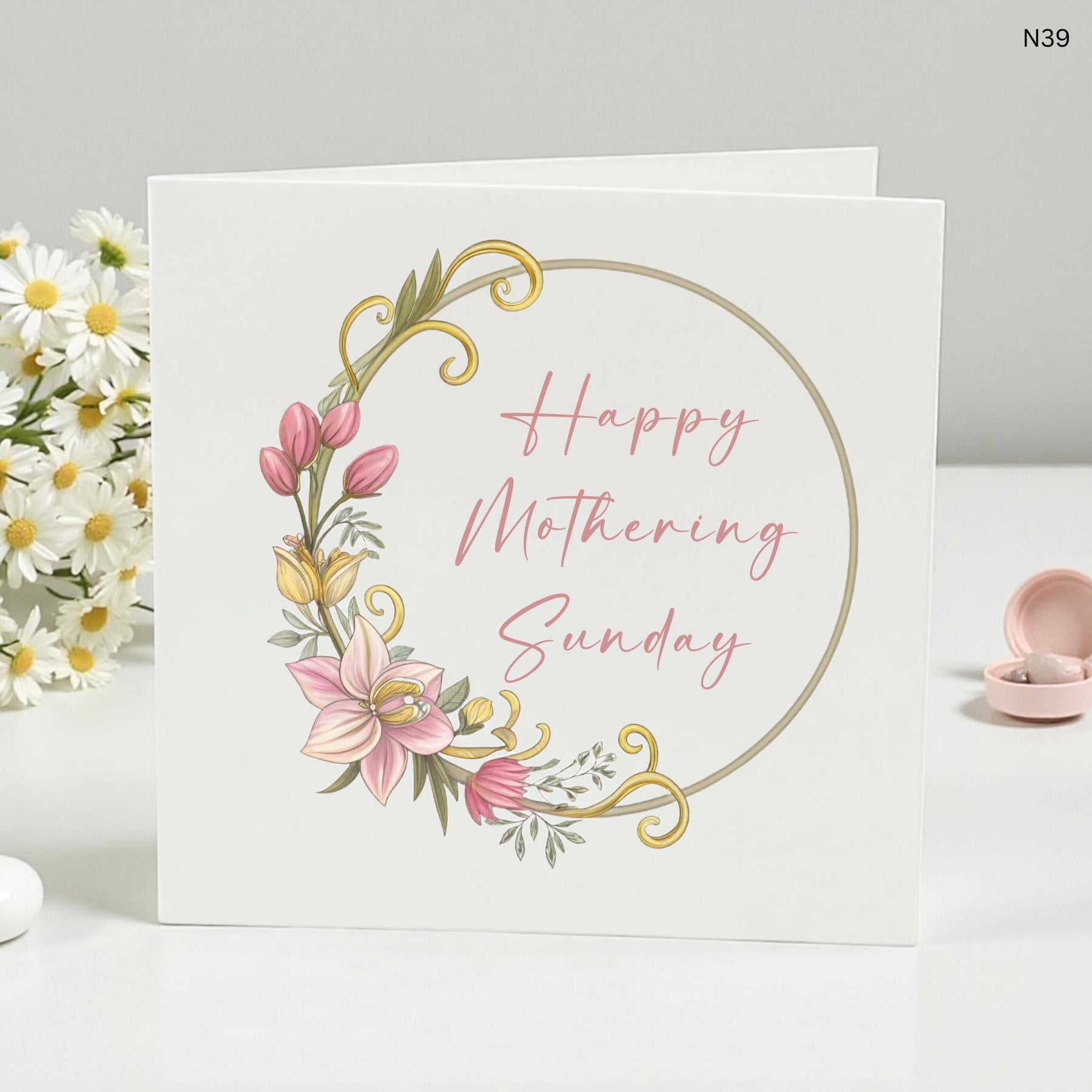 Happy Mothering Sunday Floral Wreath, Elegant and Handcrafted,Perfect for Mum, Customizable, Gift for Her, Spring Flowers, Personal Message"