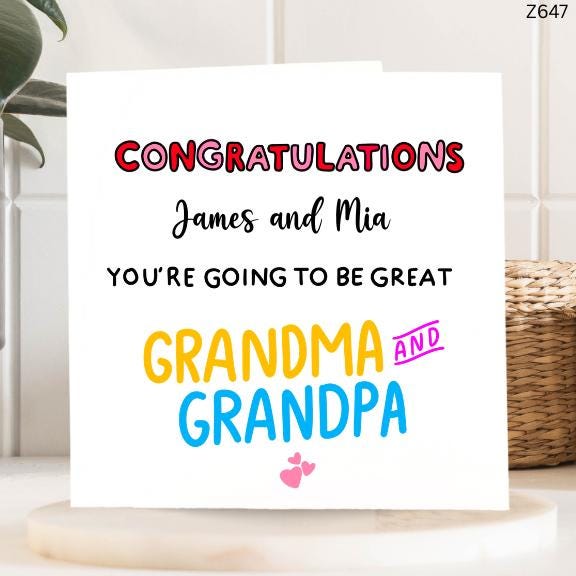 Congratulations You're Going to Be Great Grandma and Grandpa Card, New Grandparents Gift, First Time Grandparents, Grandparent Announcement