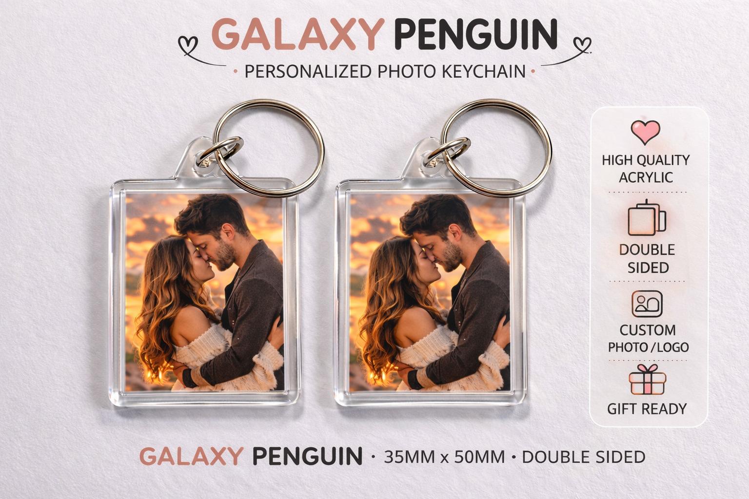 Personalized Photo Keychain, Custom Picture Keyring, Double Sided Acrylic Keychain, Anniversary Gift for Boyfriend, Memorial Photo Gift
