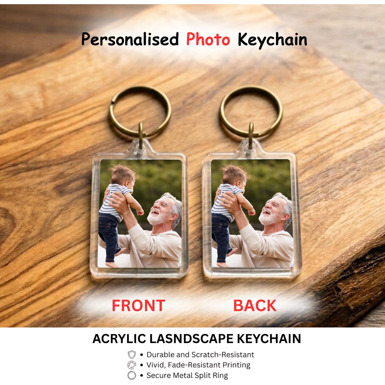 Personalised Grandad & Baby Acrylic Keychain - Custom Double-Sided Photo Keyring