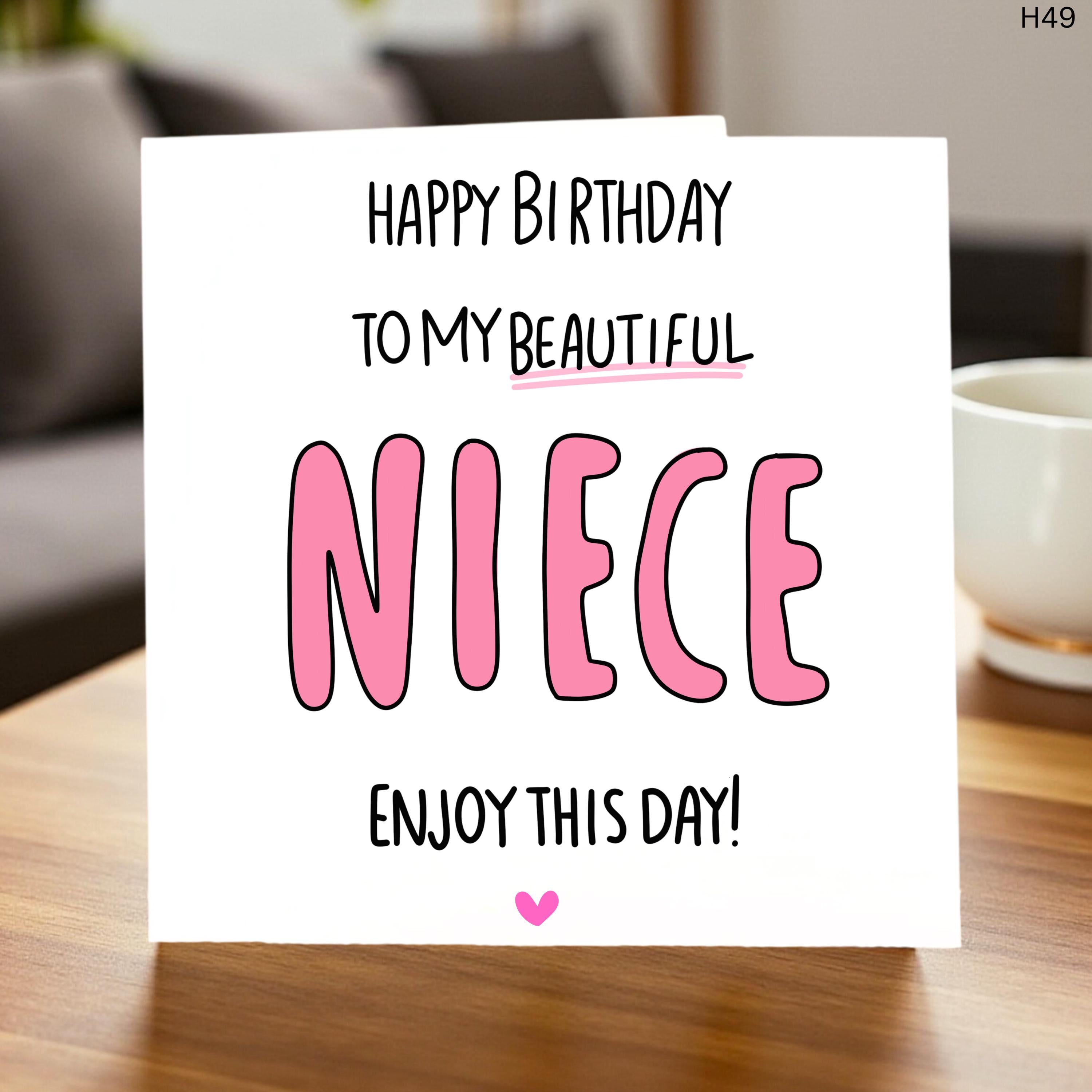 Happy Birthday to my Beautiful Niece Card, Enjoy This Day Sweet Birthday Card for Niece from Auntie or Uncle, Pink Heart Niece Birthday Gift