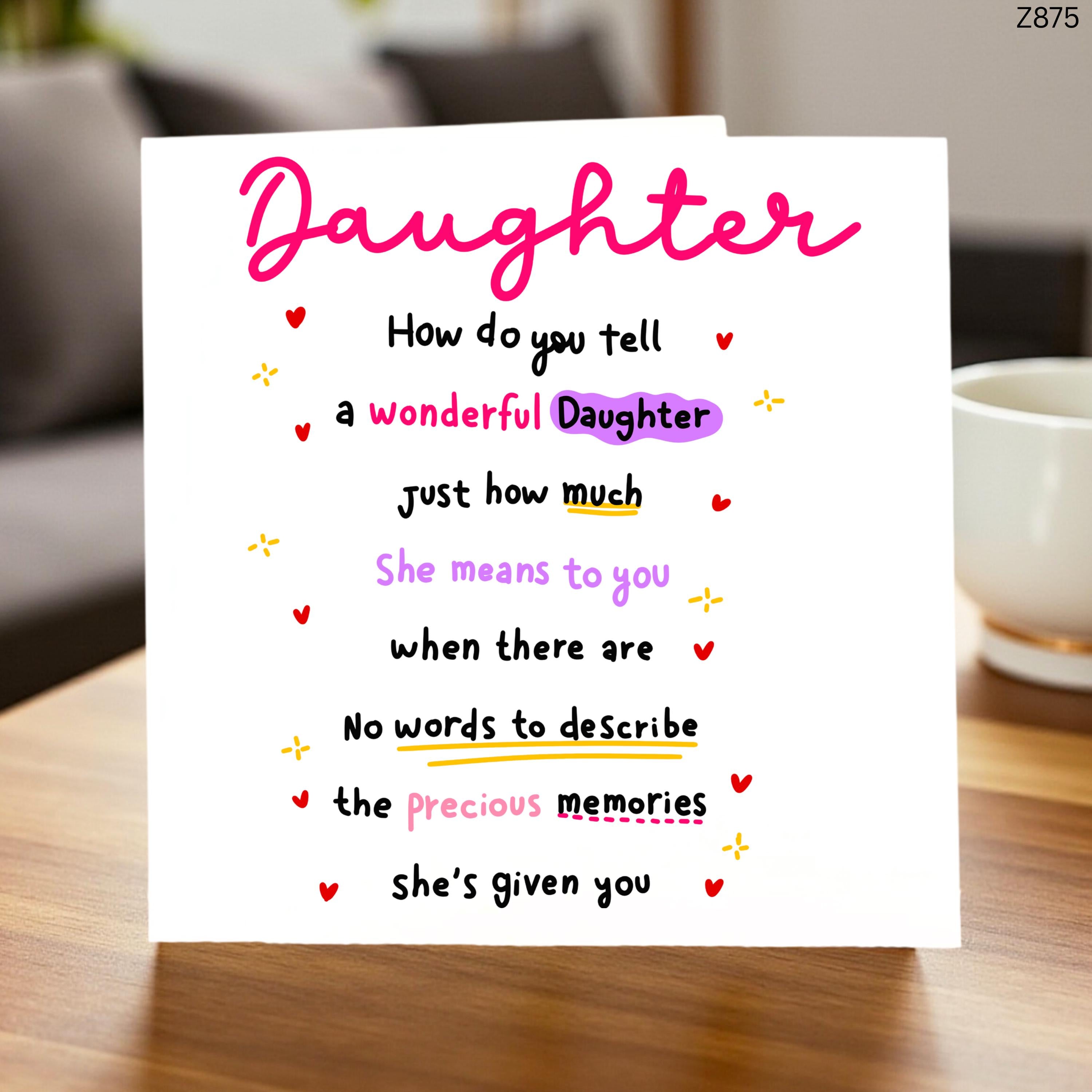 Daughter Birthday Card from Mum or Dad, Sentimental Daughter Card, Beautiful Message for Daughter, Special Daughter Greeting Card