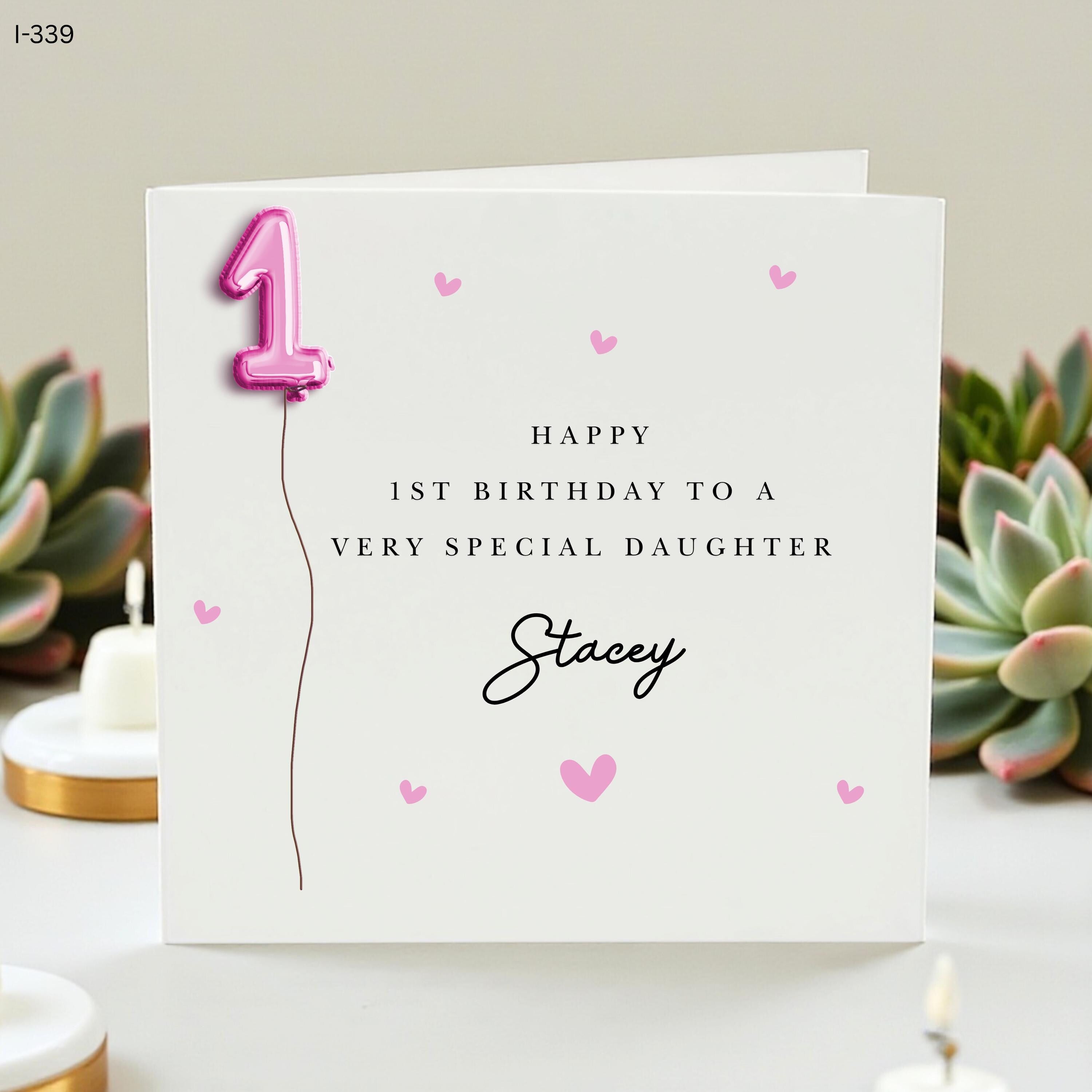 Personalised 1st Birthday Card For Granddaughter, Girl Birthday Card, Cute First Birthday Gift For Little Girl, 1st Birthday Gift Niece 6x6