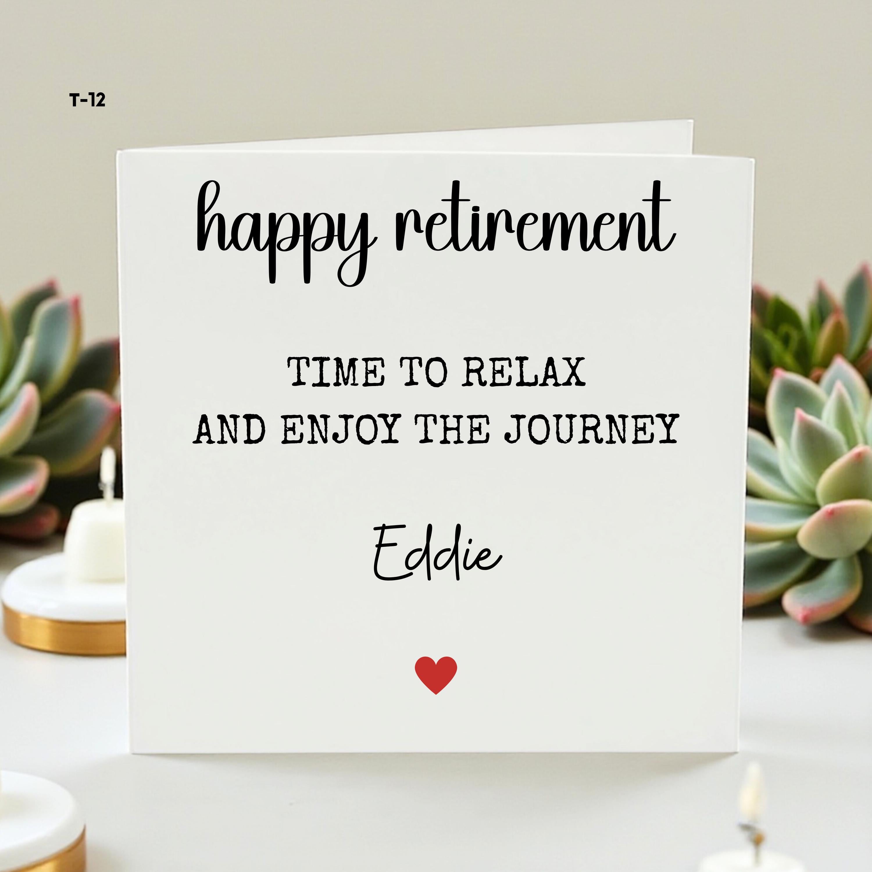 Happy Retirement Card, Personalised Retirement Card, Custom Name Card for Colleague, Retirement Gift for Him or Her, Work Leaving Card 6x6