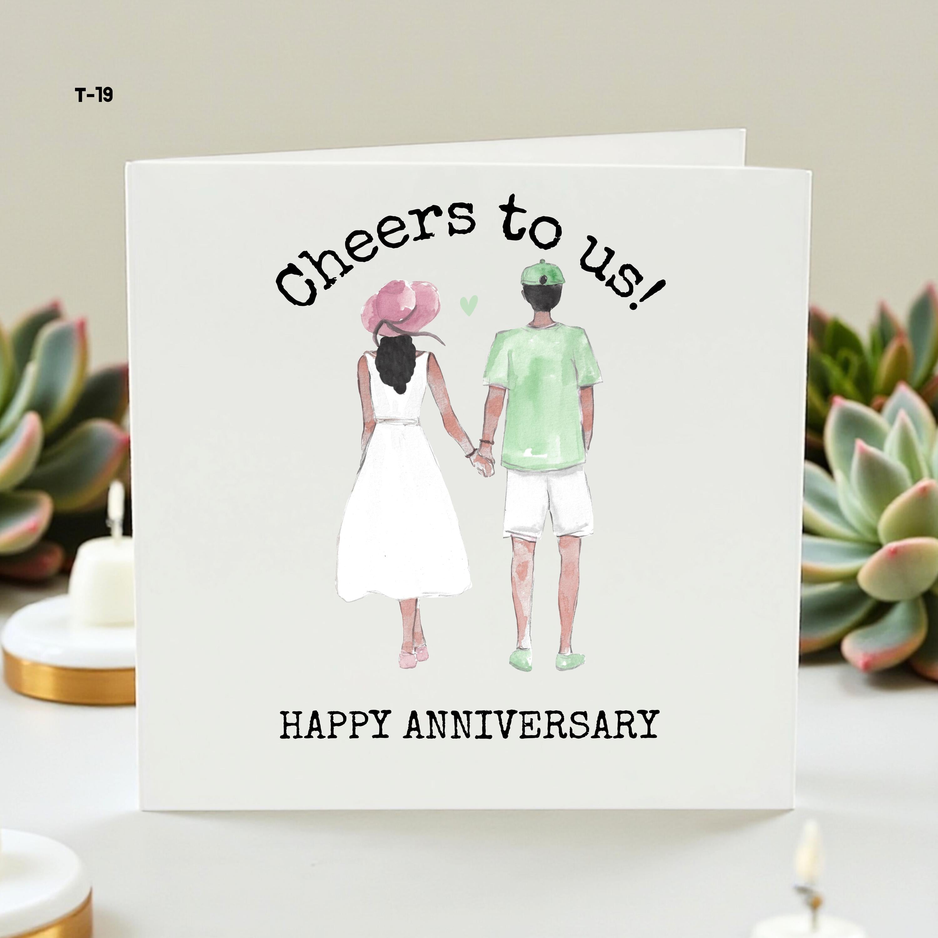 Personalized Anniversary Card – Cheers to Us, Happy Anniversary Card, Custom Couple Name, Love & Togetherness, Unique Gift