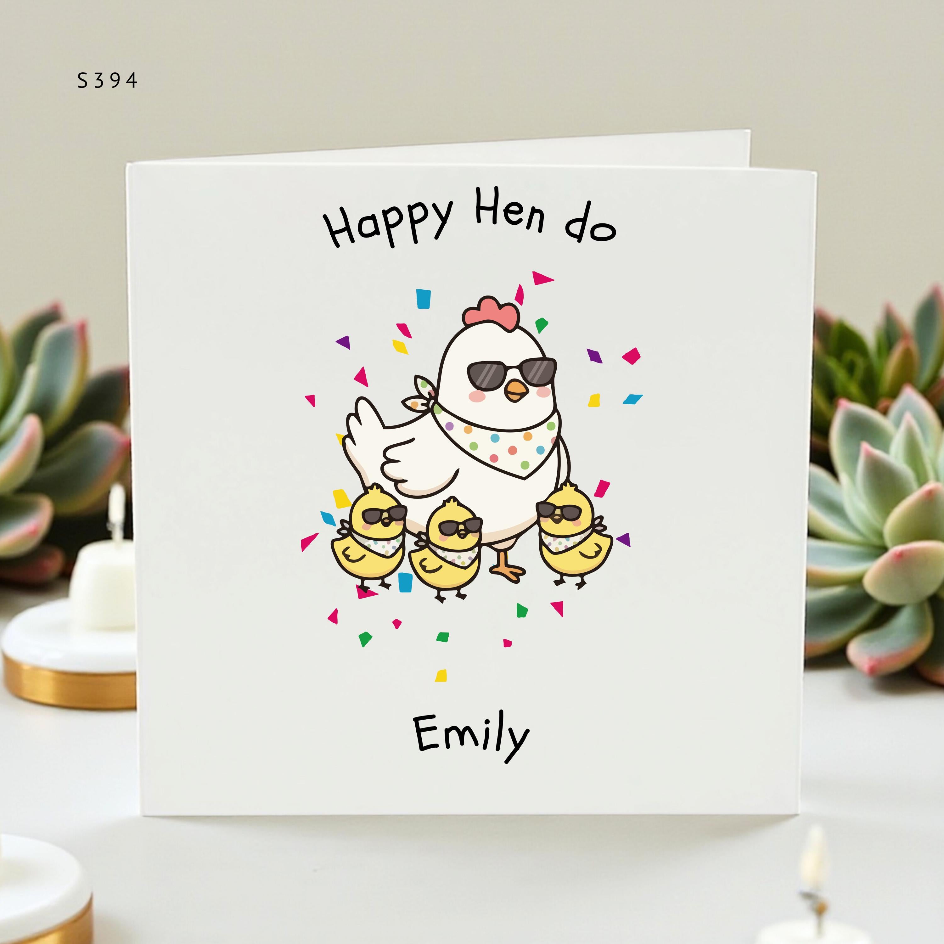 Personalized Hen Do Card – Happy Hen Party, Custom Name, Bride to Be, Funny & Fun Bachelorette Card