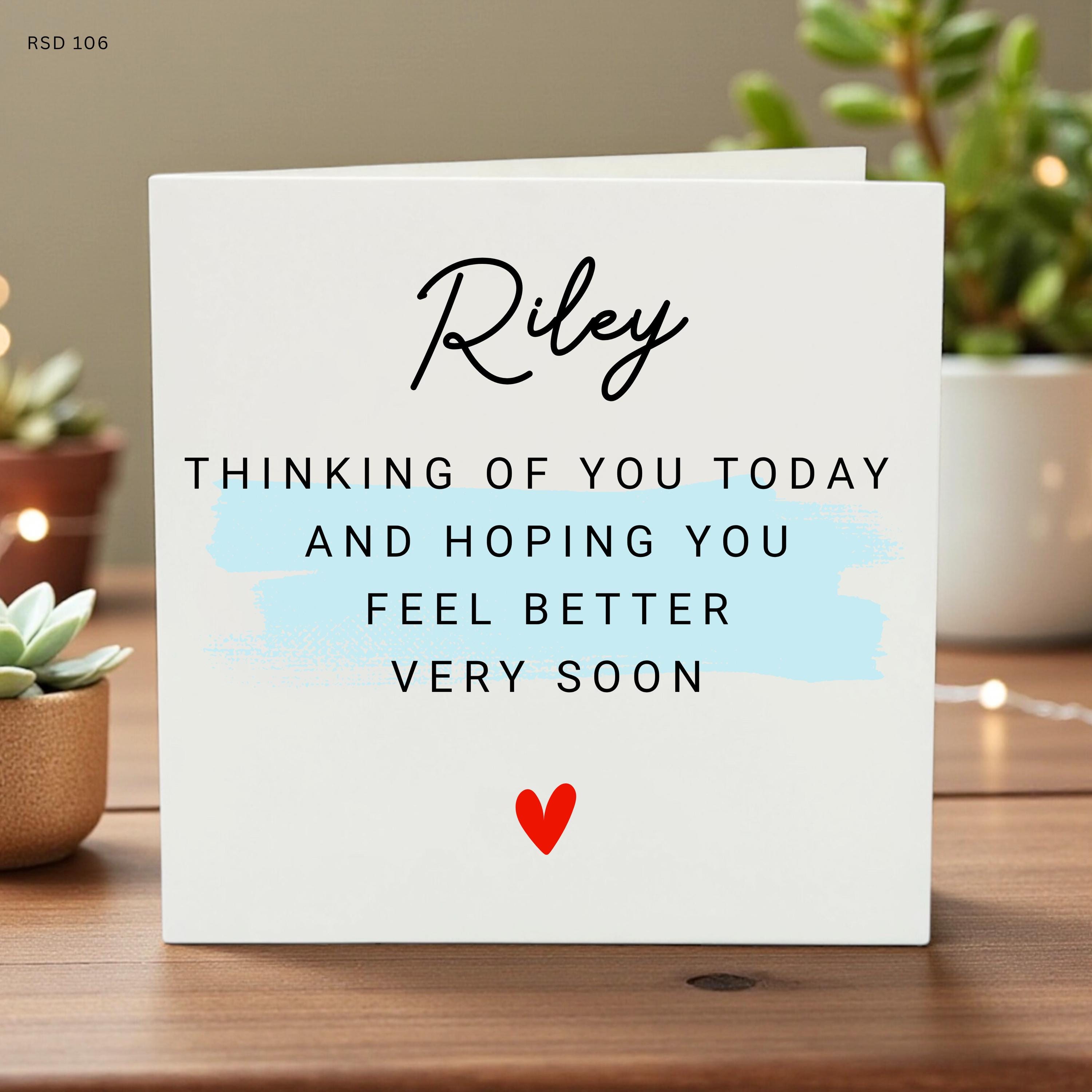 Personalised Get Well Soon Card Thinking of You Today Feel Better Very Soon Custom Name Card Encouragement Support Gift