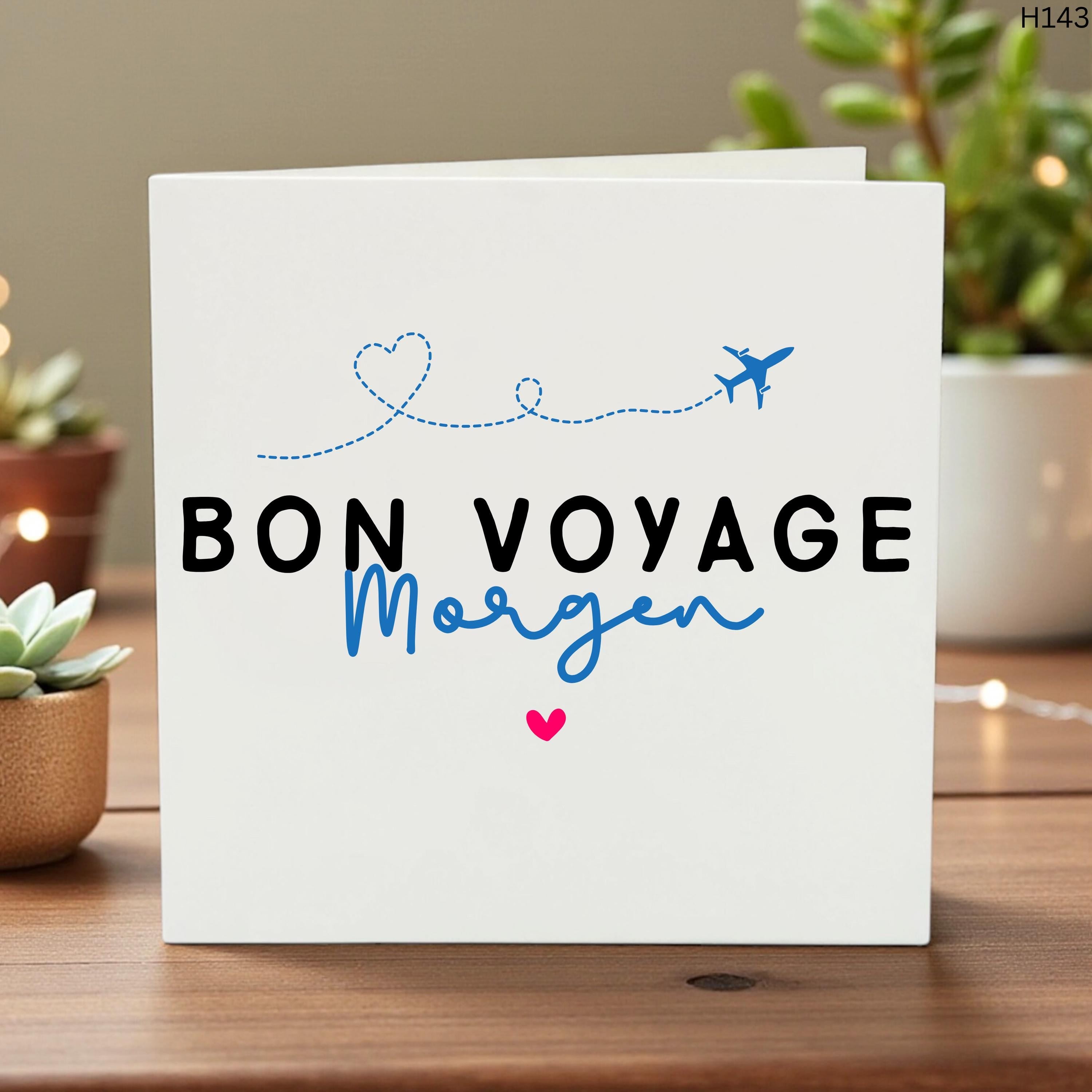 Personalized Bon Voyage Card Custom Name Leaving Card for Friend Blue Airplane Travel Gift Moving Abroad Gift Safe Travels Card Gap Year