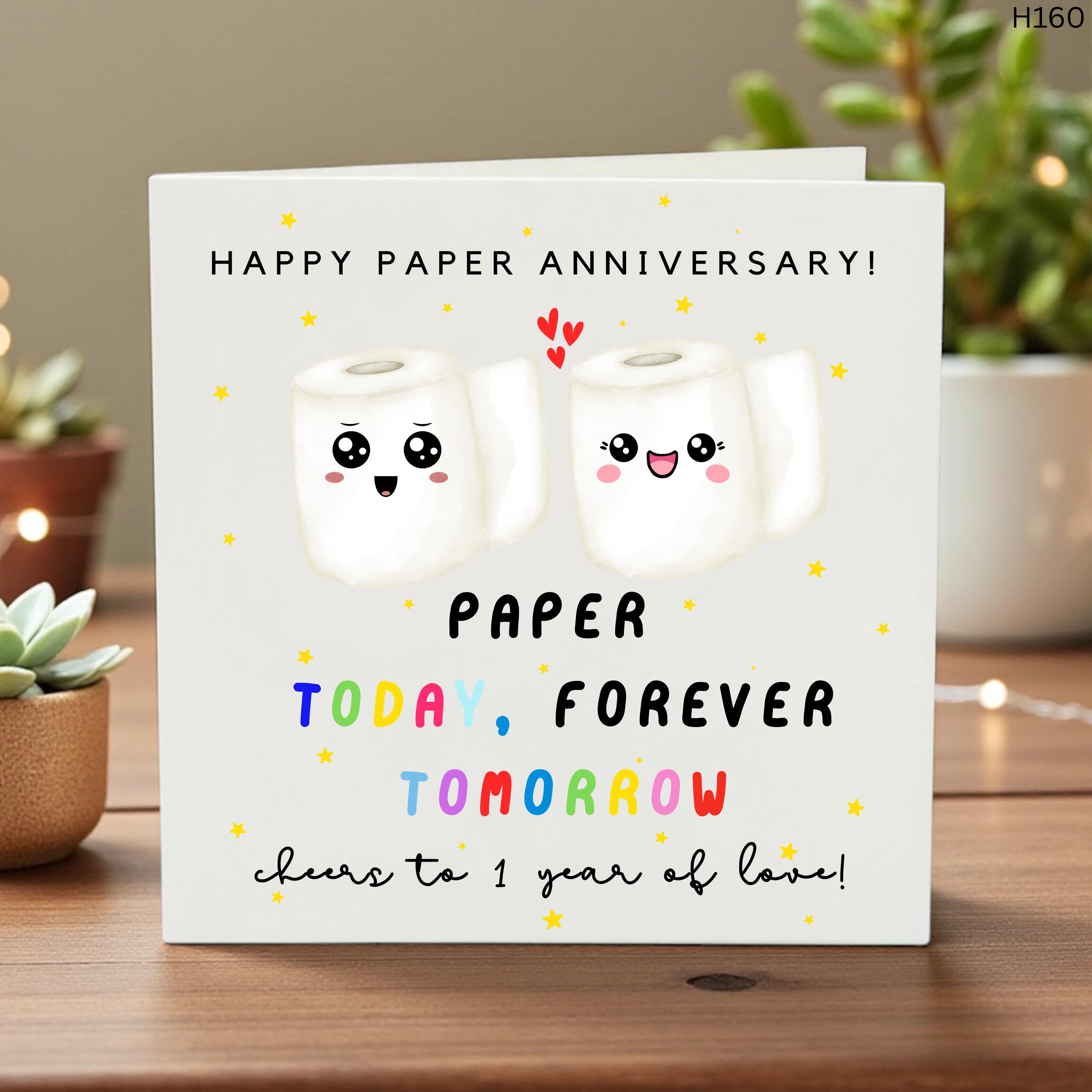 1st Anniversary Card Paper Traditional 1 Year Anniversary Card for Husband Wife Funny First Anniversary Gift Cute Toilet Paper Punny Card