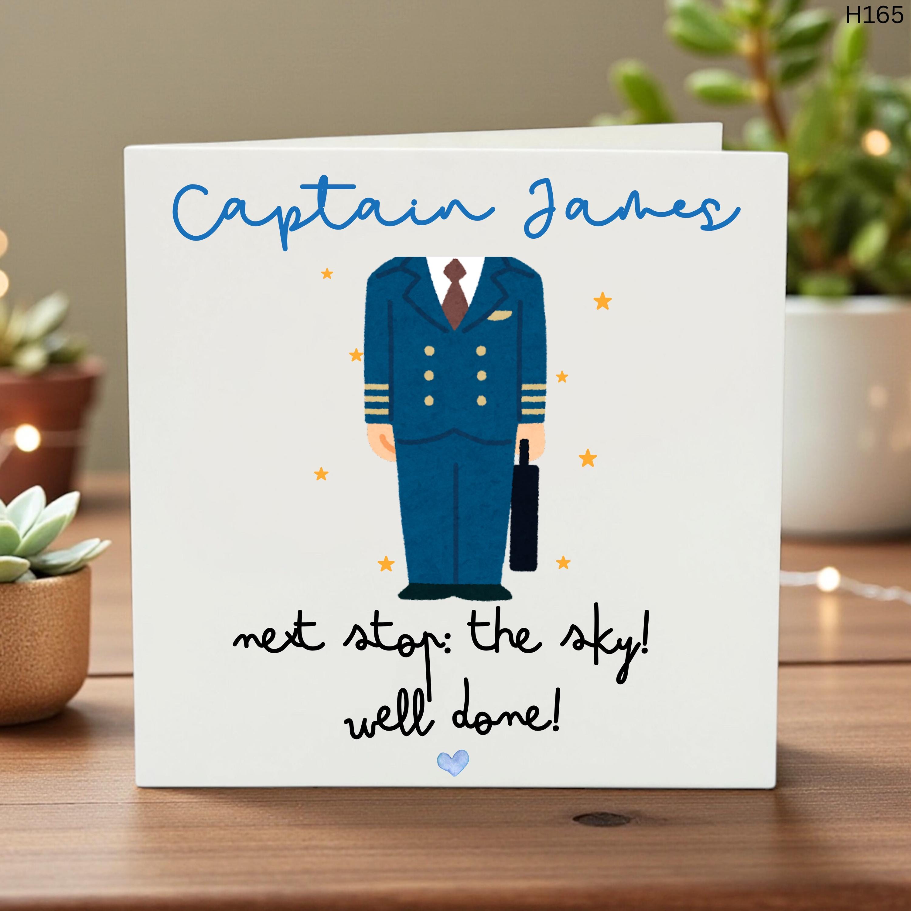 Personalised Pilot Graduation Card, Custom Airline Captain Congratulations, Flight School Grad Gift, New Job Pilot Card, Aviation Well Done
