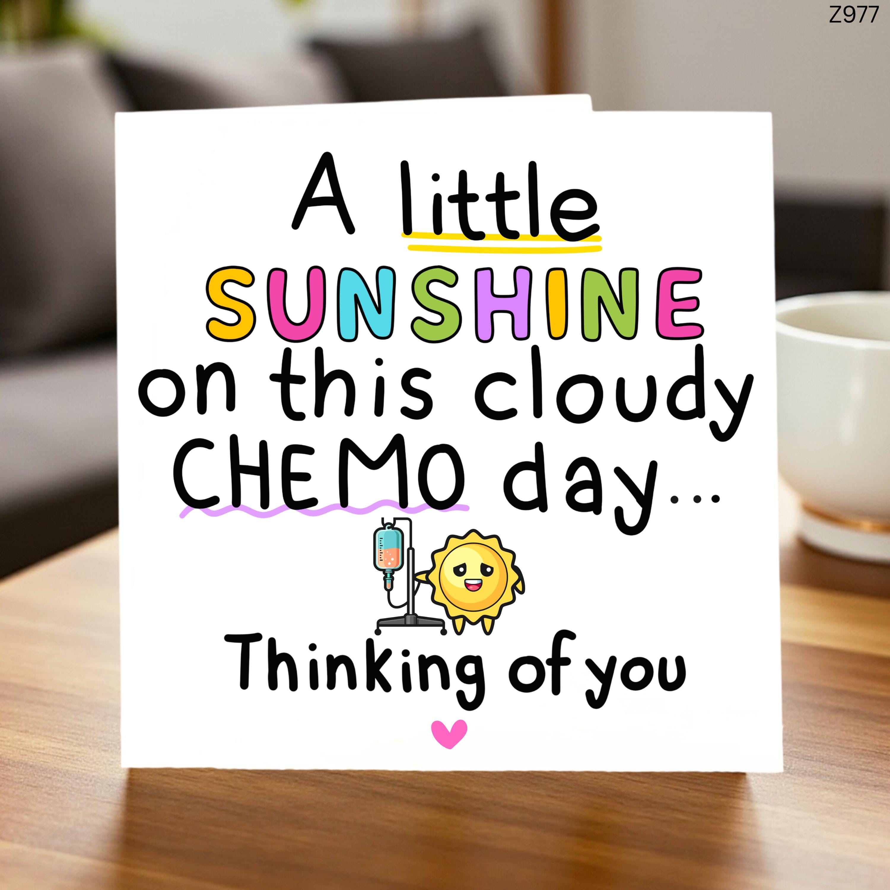Get Well Chemo Card, Thinking of You, Cute Sunshine Design, Encouragement for Cancer Patients, Supportive, Brighten Their Day