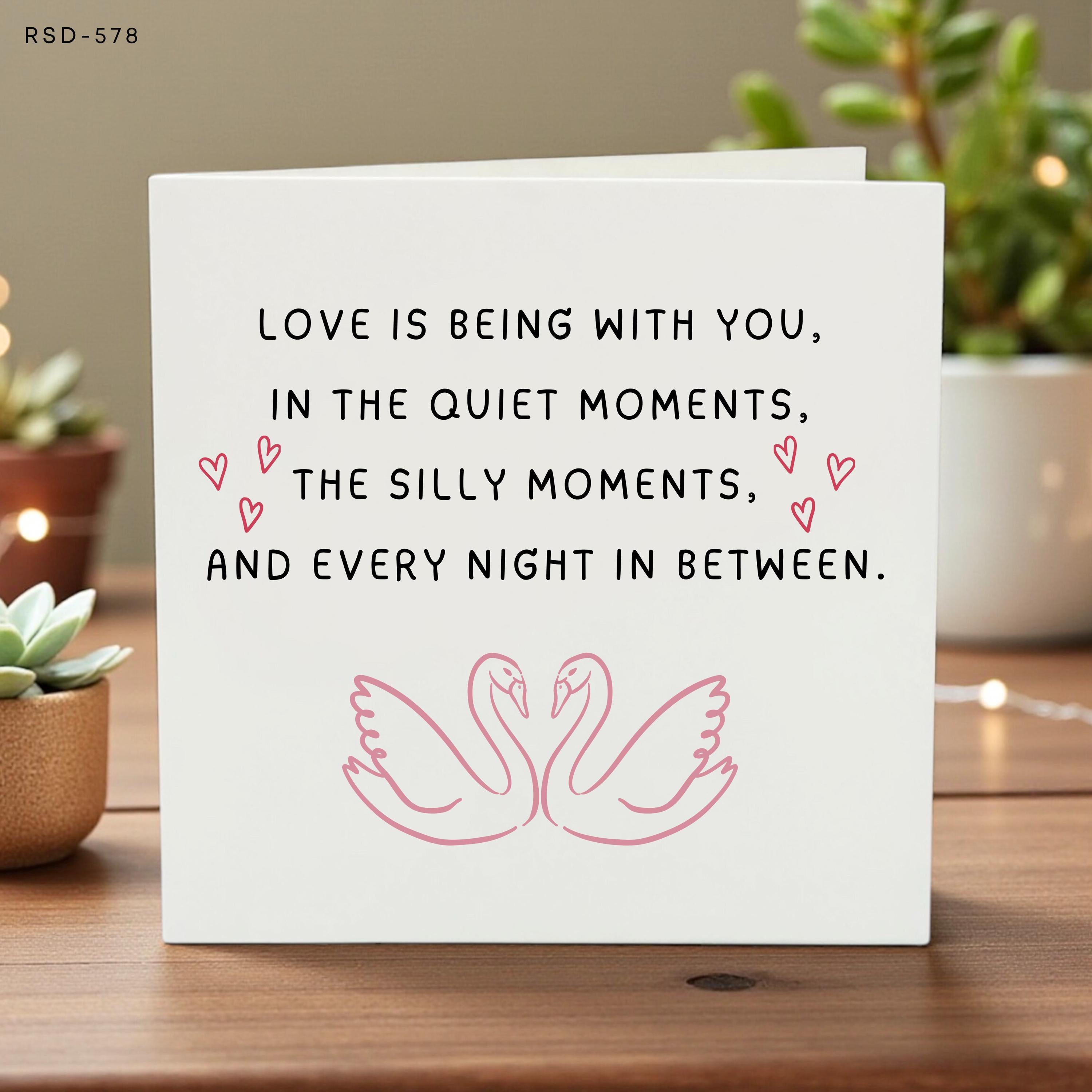 Love Card for Couples, Romantic Greeting Card with Swans, Anniversary or Just Because, Cute Keepsake Card, Thoughtful Gift