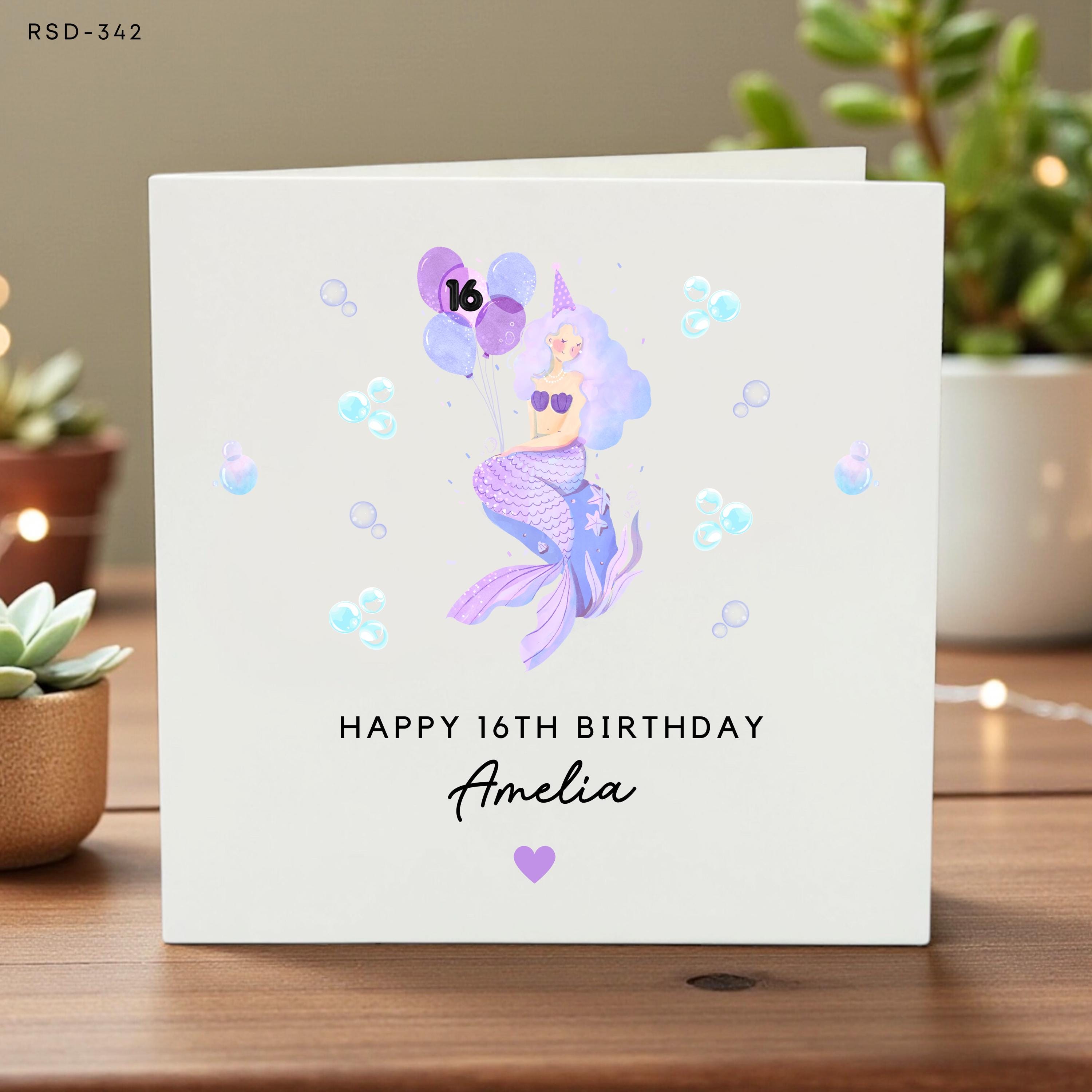 Personalised 16th Birthday Card for Daughter or Teen Girl – Custom Name Sixteenth Birthday Star Design, Elegant Minimalist 6x6 Keepsake Card