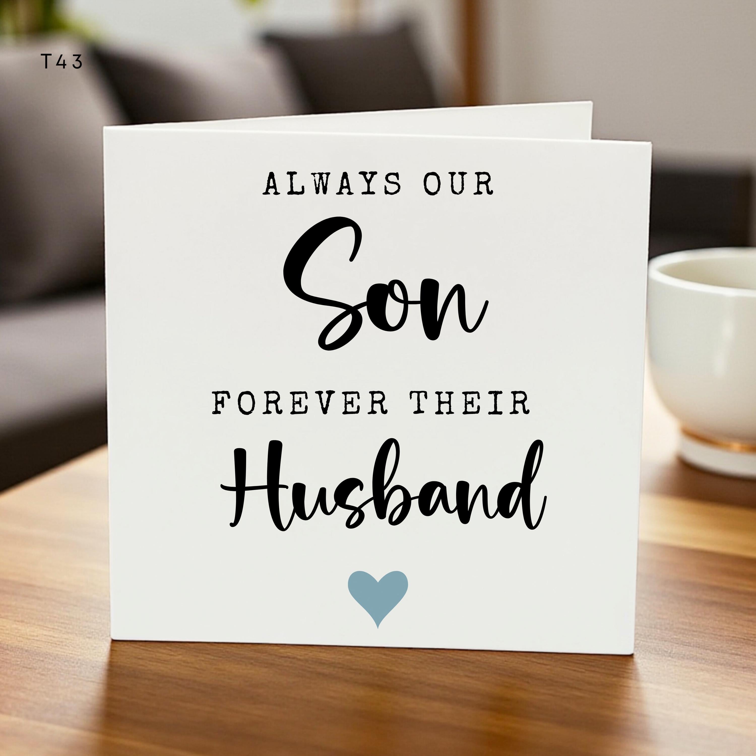 To our son on your wedding day card, Wedding day card son, personalised wedding day card to our son, custom wedding day cards for son 6x6
