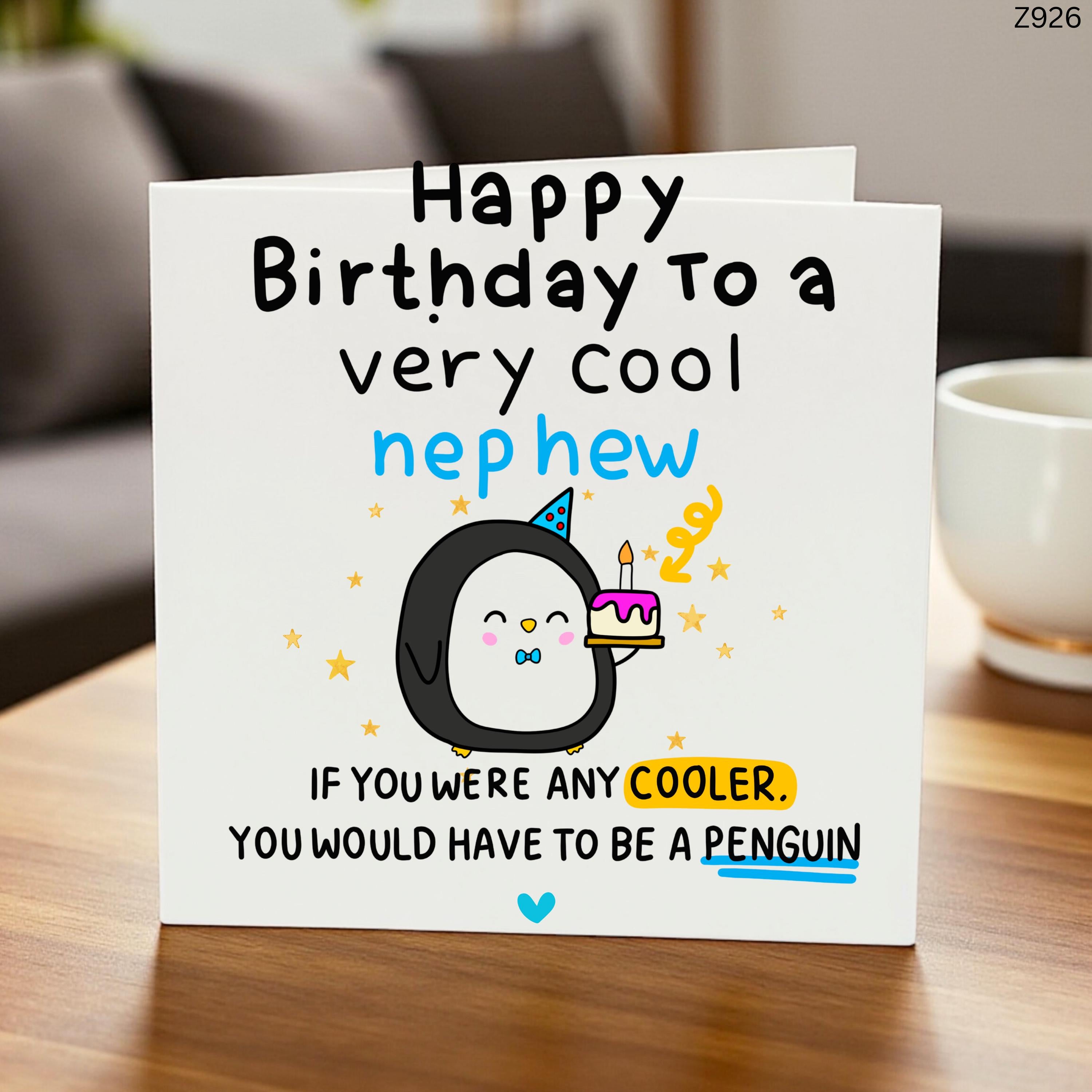 Funny Nephew Birthday Card - Cool Penguin Birthday Card - Cute Penguin Pun Card for Nephew - Happy Birthday Nephew Gift - Special Nephew